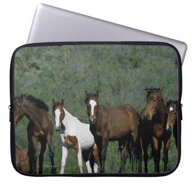 Groep wilde Mustang Paarden Laptop Sleeve (Voorkant)
