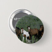Groep wilde Mustang Paarden Ronde Button 5,7 Cm (Voorkant /achterkant)
