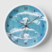 Groepervis , afbeelding wit op blauw (Voorkant)