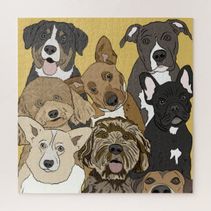 Groepshond Portret   Schattige hondenthema Legpuzzel