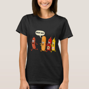 Groepsknuffel Worst Broodje Chup Mosterd Grappige T-shirt
