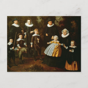 Groepsportret van drie generaties van een briefkaart