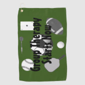 Groepstherapie begint nu groene zwarte Typografie Golfhanddoek (Voorkant)