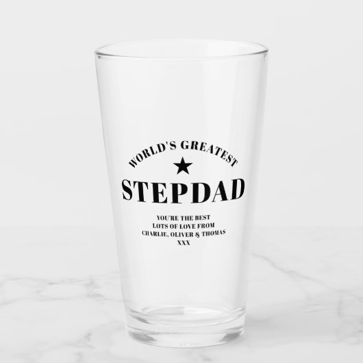Groeste gepersonaliseerde STEPDAD zwarte Pint ter  Glas (Voorkant)