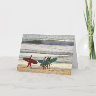 Groet binnen Kerstman en de surfermeisjes Feestdagen Kaart