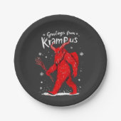 Groet van Krampus Kerstmis Papieren Bordje (Voorkant)