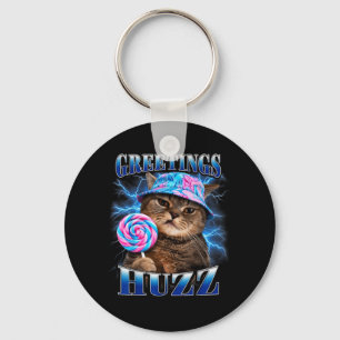Groeten Huzz Grappige Kat Meme Bootleg Grafische K Sleutelhanger