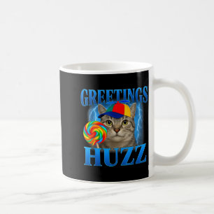 Groeten Huzz Grappige Kat Meme Ontwerp Voor Mannen Koffiemok