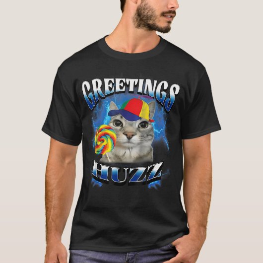 Groeten Huzz Grappige Lollypop Kat T-shirt (Voorkant)