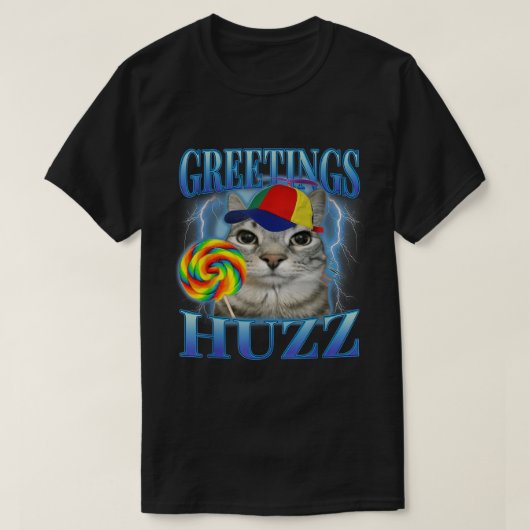 Groeten Huzz Lollipop Cat Meme T-shirt (Design voorkant)