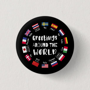 Groeten over de hele wereld - Hallo in alle talen Ronde Button 3,2 Cm