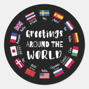 Groeten over de hele wereld - Hallo in alle talen Ronde Sticker