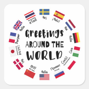 Groeten over de hele wereld, Hallo in alle talen Vierkante Sticker