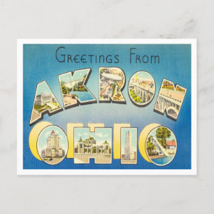 Groeten uit Akron, Ohio Vintage Travel Briefkaart