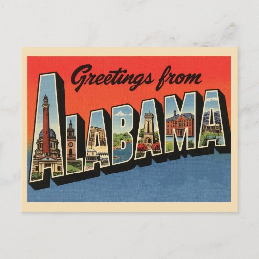  "Groeten uit Alabama" Briefkaart (Voorkant)