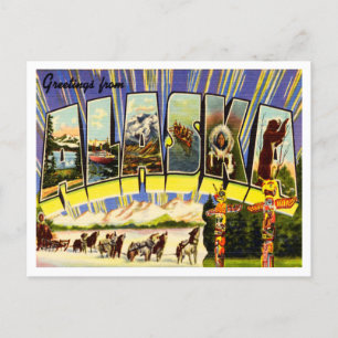 Groeten uit Alaska Vintage Travel Briefkaart