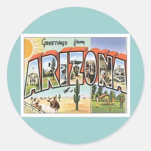 Groeten uit Arizona Ronde Sticker (Voorkant)
