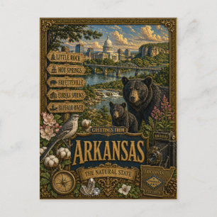 Groeten uit Arkansas Vintage Retro Kunst Briefkaart
