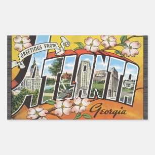 Groeten uit Atlanta Georgia, Vintage Rechthoekige Sticker