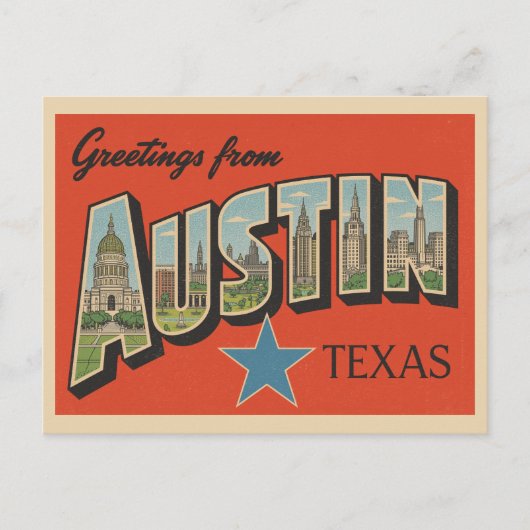  "Groeten uit Austin, Texas" Briefkaart (Voorkant)