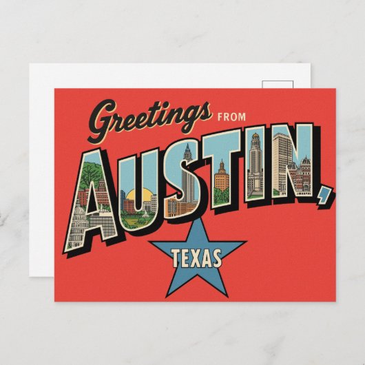 "Groeten uit Austin, Texas" Briefkaart (Voorkant / Achterkant)