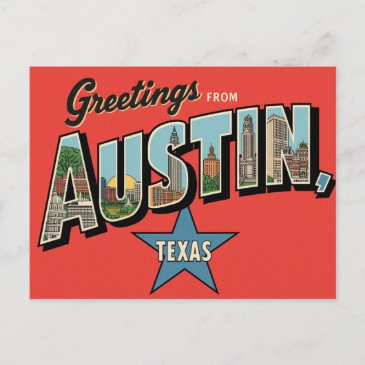 "Groeten uit Austin, Texas" Briefkaart (Voorkant)