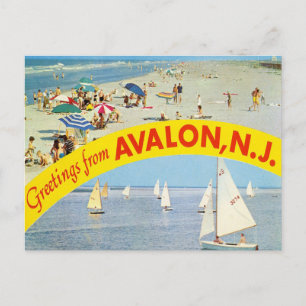 Groeten uit Avalon, New Jersey Vintage Travel Briefkaart