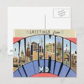 Groeten uit Baltimore Maryland Briefkaart (Voorkant / Achterkant)