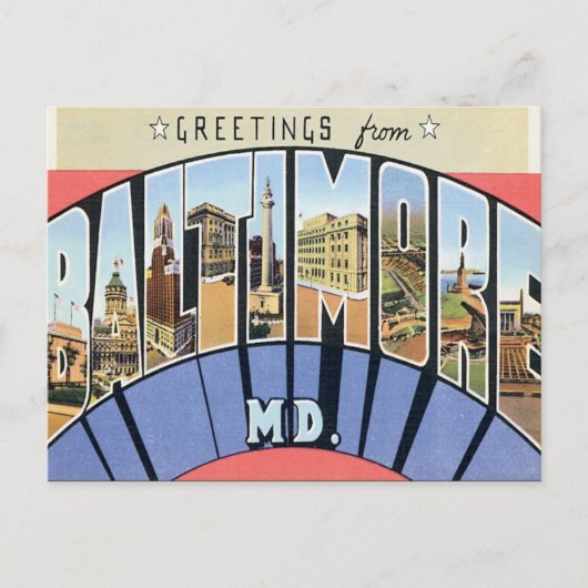 Groeten uit Baltimore Maryland Briefkaart (Voorkant)