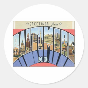 Groeten uit Baltimore Maryland Ronde Sticker