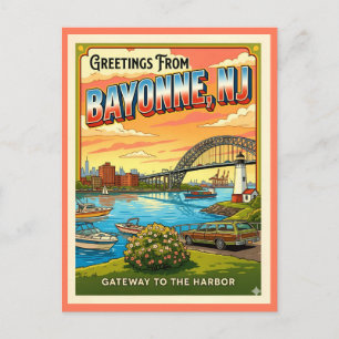 Groeten uit Bayonne NJ Retro Gateway Briefkaart