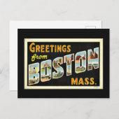Groeten uit Boston, Mass., vintage,  Briefkaart (Voorkant / Achterkant)