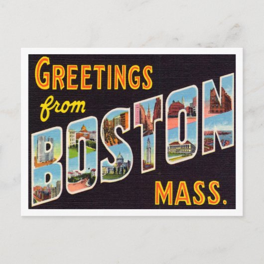 Groeten uit Boston, Massachusetts Travel Briefkaart (Voorkant)