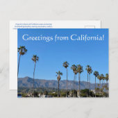 Groeten uit Californië! Briefkaart (Voorkant / Achterkant)