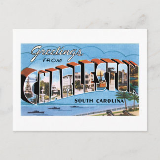 Groeten uit Charleston, South Carolina! Retro Briefkaart