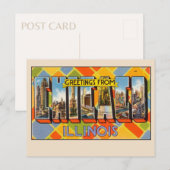 Groeten uit Chicago, Illinois Colorful  Briefkaart (Voorkant / Achterkant)