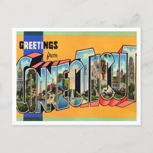 Groeten uit Connecticut Vintage Travel Briefkaart