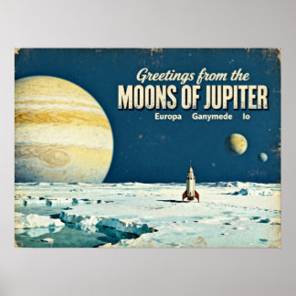 Groeten uit de manen van Jupiter Retro Sci-Fi P Poster