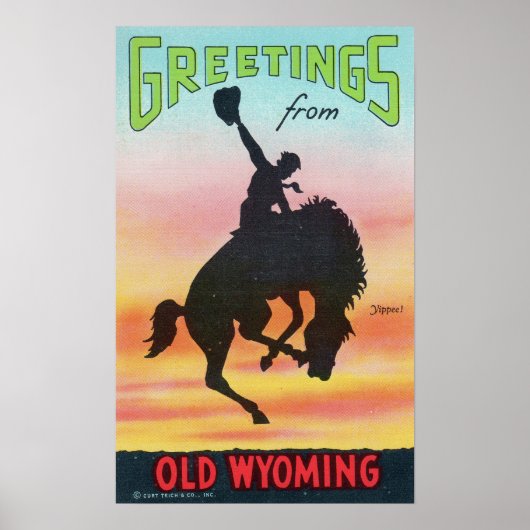  groeten uit de oude Wyoming Cowboy Poster (Voorkant)