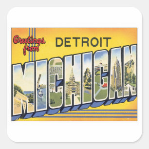 Groeten uit Detroit Michigan Vierkante Sticker