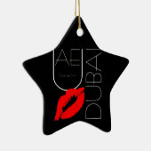 Groeten uit Dubai UAE Red Lipstick Kiss Keramisch Ornament (Rechts)