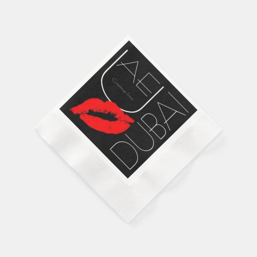 Groeten uit Dubai UAE Red Lipstick Kiss Servetten (Hoek)