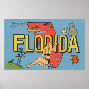 Groeten uit Florida (blauw) Florida Poster