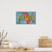 Groeten uit Florida (blauw) Florida Poster (Keuken)