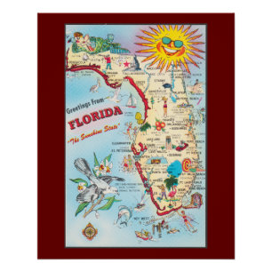 Groeten uit Florida, kaart, Perfect Poster