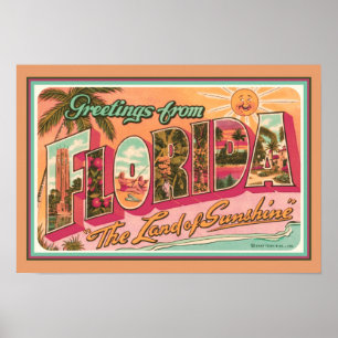 "Groeten uit Florida" Nostalgisch Poster