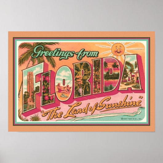 "Groeten uit Florida" Nostalgisch Poster (Voorkant)