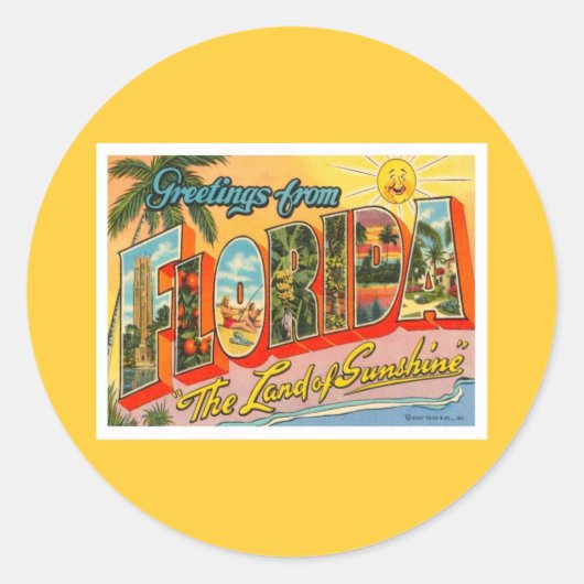 Groeten uit Florida Ronde Sticker (Voorkant)