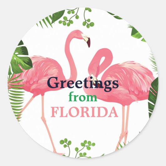 Groeten uit Florida, tropisch ontwerp Ronde Sticker (Voorkant)