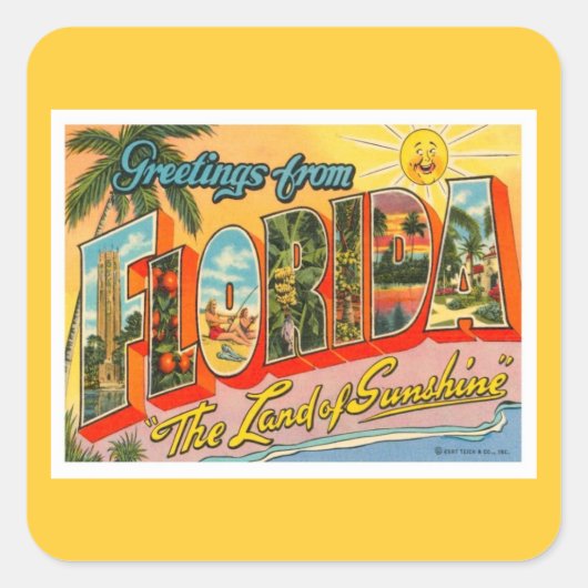 Groeten uit Florida Vierkante Sticker (Voorkant)